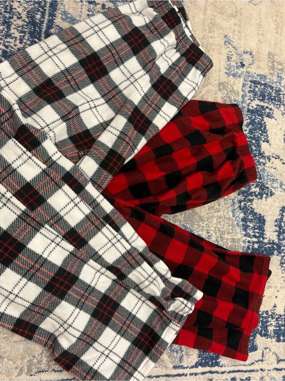 Women’s and kids Red & White Plaid Fleece Pajama Pants Christmas set